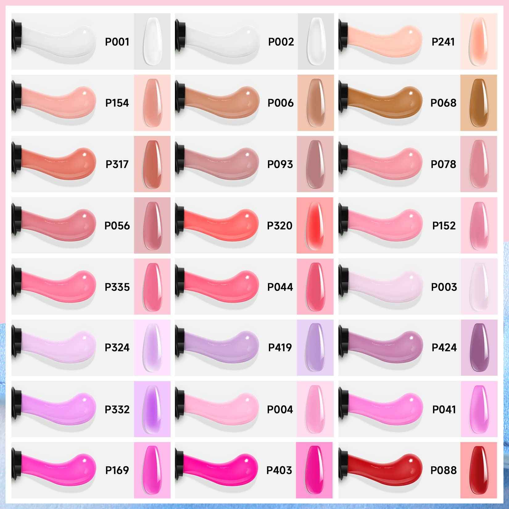 Morovan Poly Gel Nail Set: 48 Color Gel Extension Nails - Trendy Art Designs with Pure & Glitter Finish