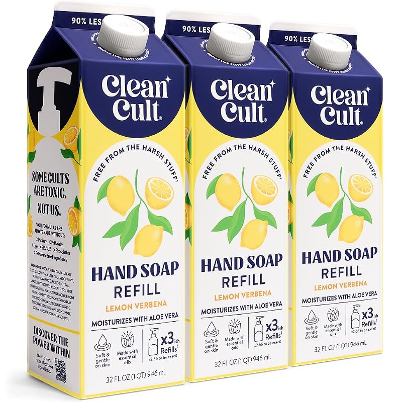 Cleancult Lemon Verbena Hand Soap Refills - 32 oz (3 Pack)