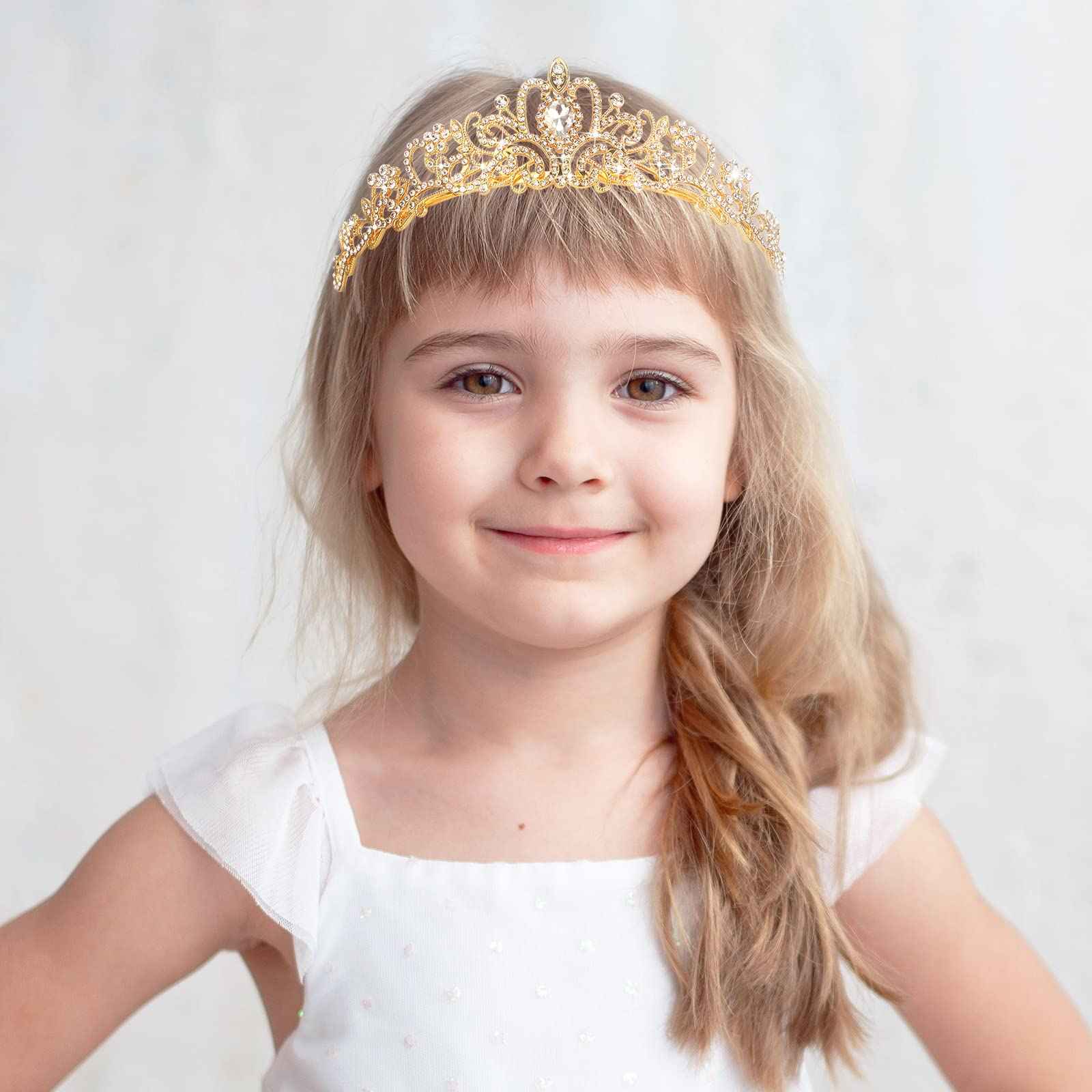 BBTO 10 Pcs Crystal Tiara and Crowns for Women Girls Princess Rhinestone Crown Queen Headband with Combs Bride Tiara for Birthday Party Wedding Prom Hair Accessories(Gold)