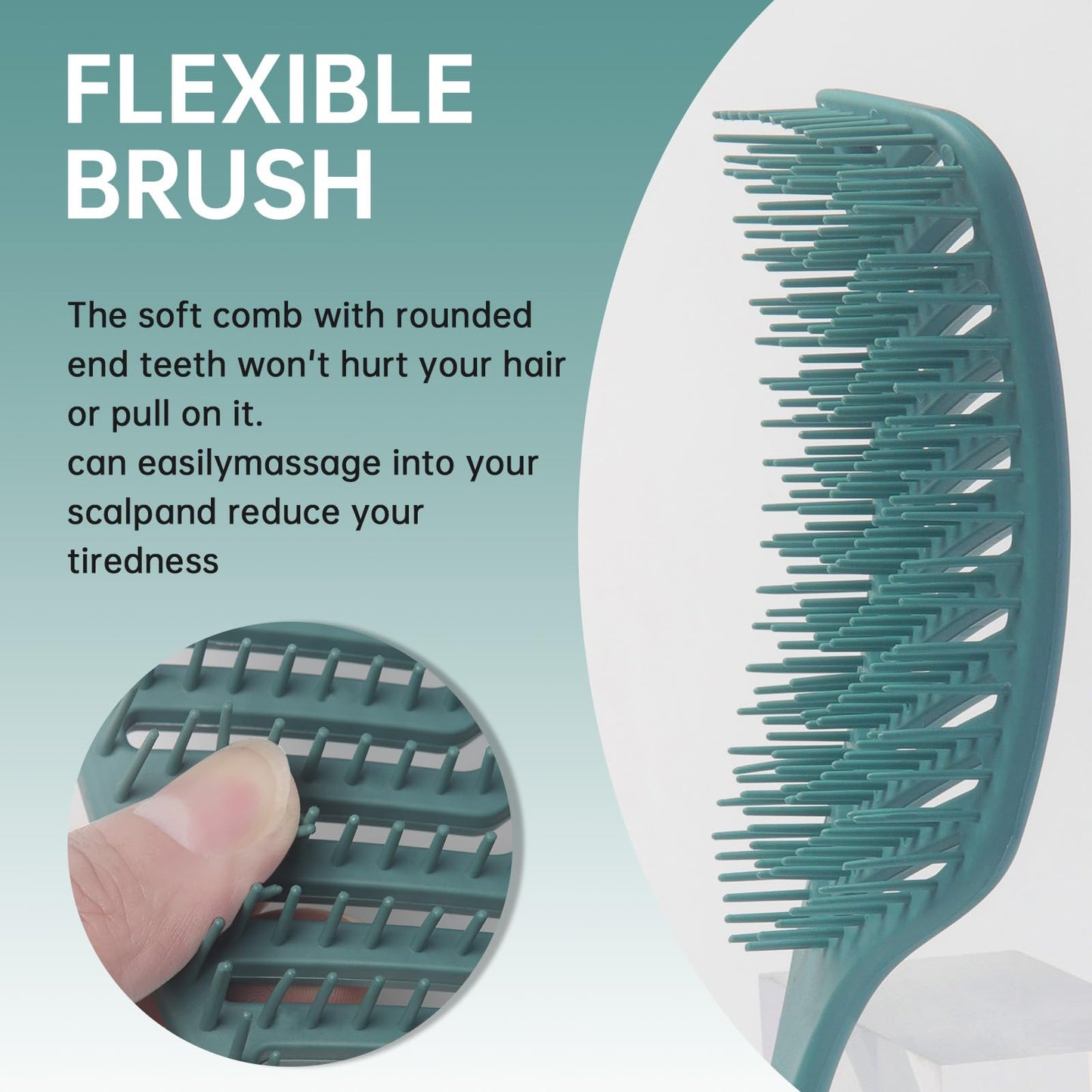 Detangling Brush, Dry and Wet Vented Detangler Hair Brush for Women and Men, Professional Paddle Curved Styling Hairbrush for Straight/Curly/Thick/Long/Wavy/Damaged Hair,Dark green…