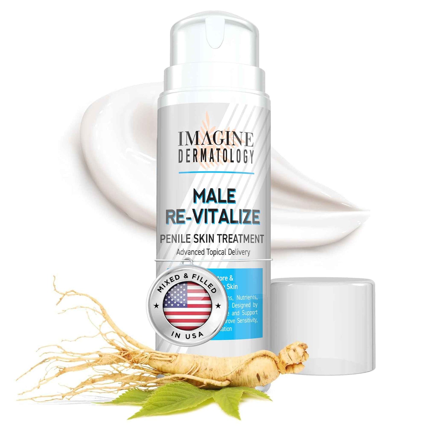 Imagine Dermatology Male Re-Vitalize Original Penile Health Cream for Men - Relieve, Restore and Support Skin - Moisturizer Penile Lotion - Large Value Size (5fl oz/150ml)
