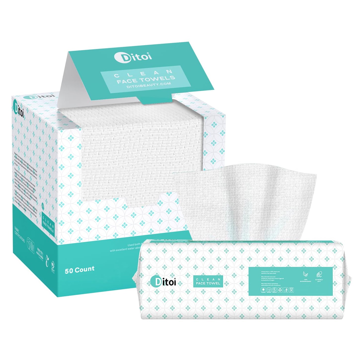 Ditoi Disposable Face Towel, 180 Count Soft Face Towels, Thicker Facial Tissue for Skin Care, Makeup Remover Dry Wipes, Face Towelettes for Cleansing, 7.8"×8.7"