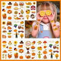 88 Pieces Fall Temporary Tattoos for Kids Women, 10 Sheets Autumn Fake Tattoos Thanksgiving Day Party Decorations Maple Leaf Turkey Scarecrow Pumpkin Cute Design Waterproof Tattoos Stickers Supplies