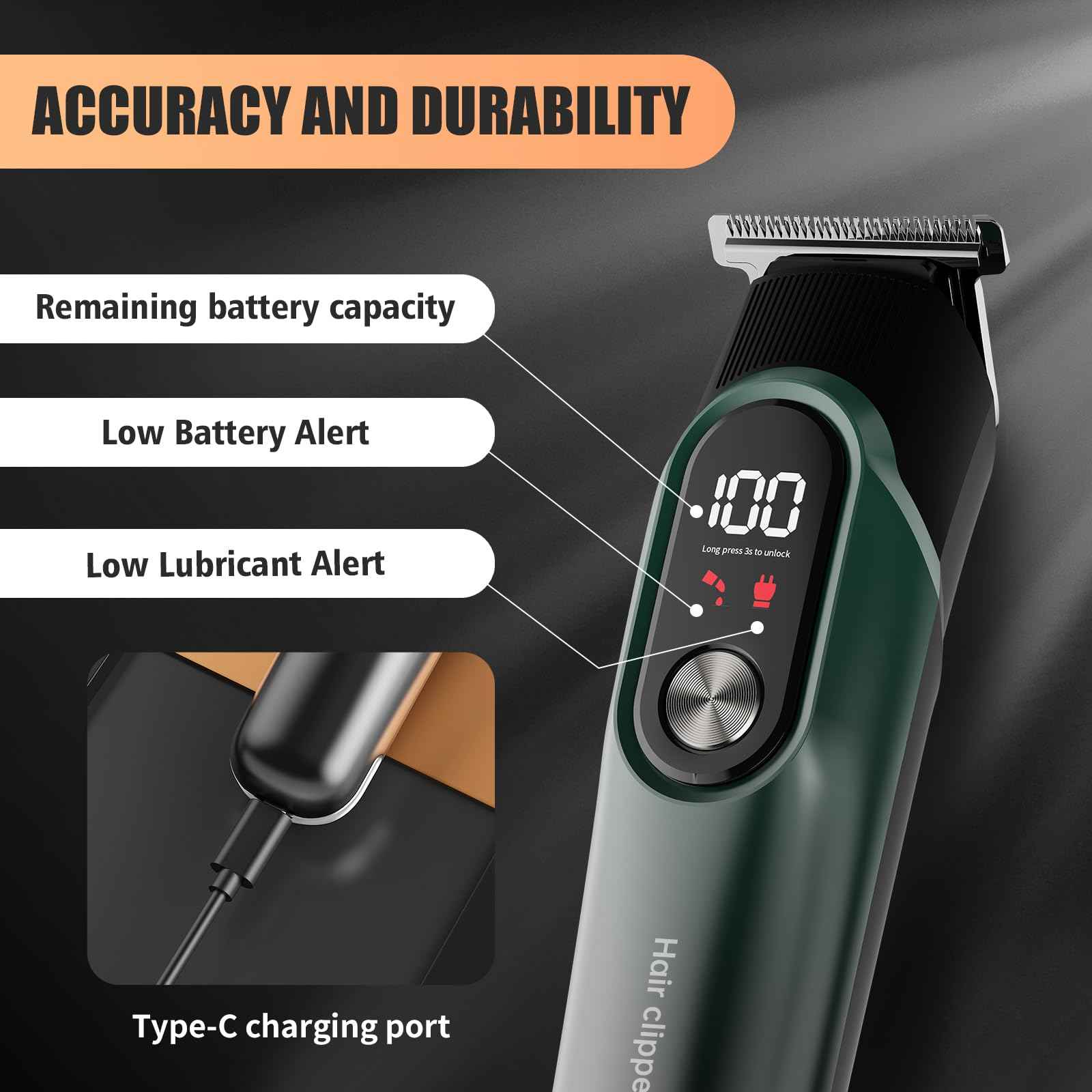 RUIBO Hair Clippers for Men Professional 5 in 1 Cord/Cordless Beard Nose Ear Body Grooming Hair Clipper Trimmer with Smart Charge Technology (Gray)