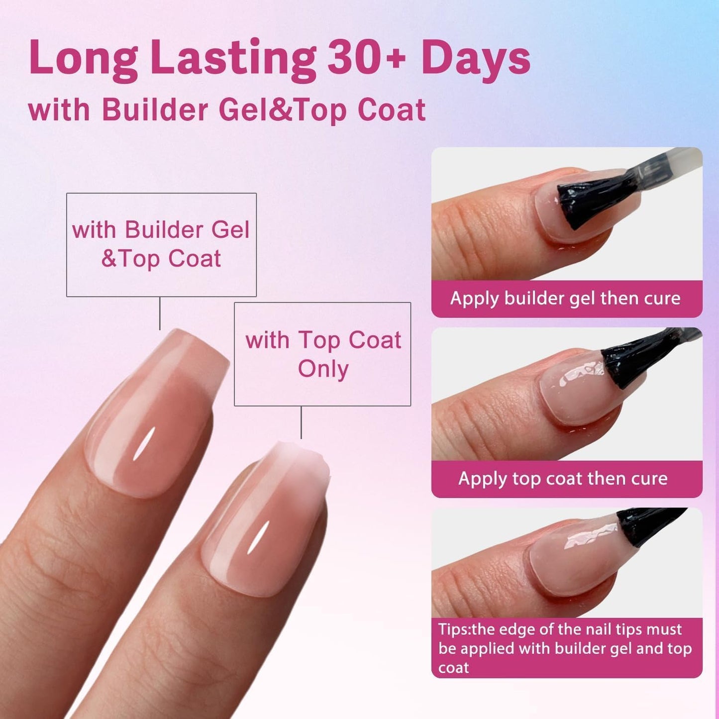 Nude Pink Gel X Nail Tips Medium Short Coffin Gel X Nails Pre-colored Gel X Tips Medium Press on Nails Pre Applied Tip Primer Soft Gel Nail Tips Natural Acrylic Fake Nails Extensions for DIY, 300Pcs