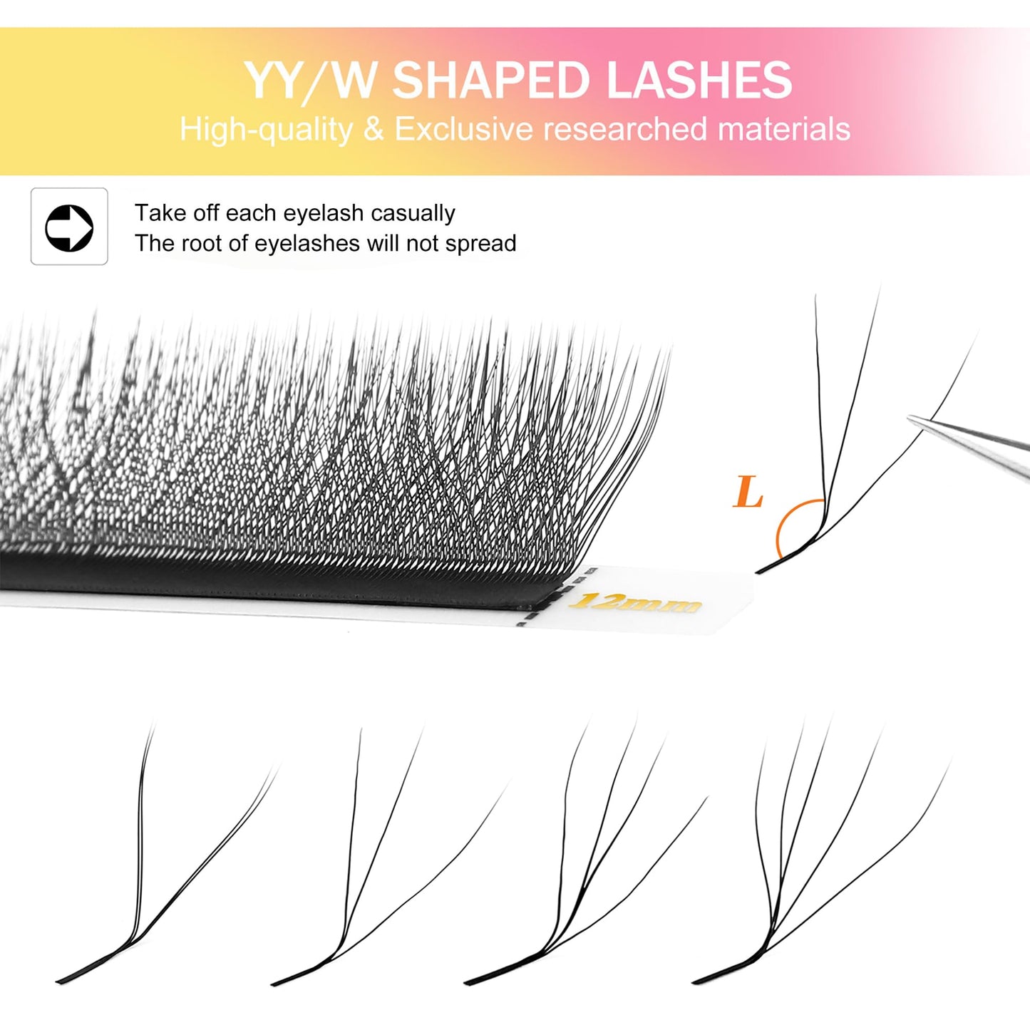 XIUSUZAKI W Lash Extensions Supplies 3D Eyelash Extensions W Shape 0.07mm Thickness L/LU Curl Mix 8-15mm Premade Fans Easy Fan Lashes Matte Black 12 Rows Crisscross Eyelashes(W-3D-0.07-L,8-15mm)