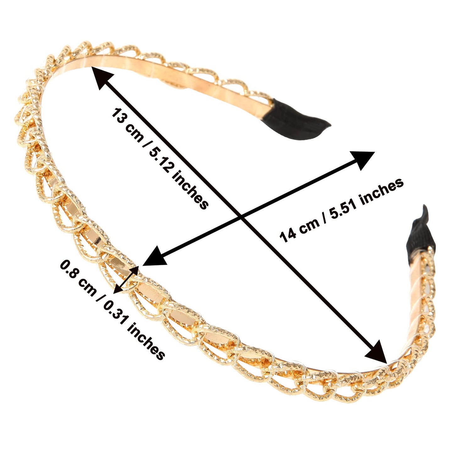 AWAYTR Chain Hairband Women Chained Headband - 3PCS Chained Reactions Headband for Women Girls Inspired Hair Hoop Thick Chain Metal Resin Headband (Metal Chain Headband(Gold))