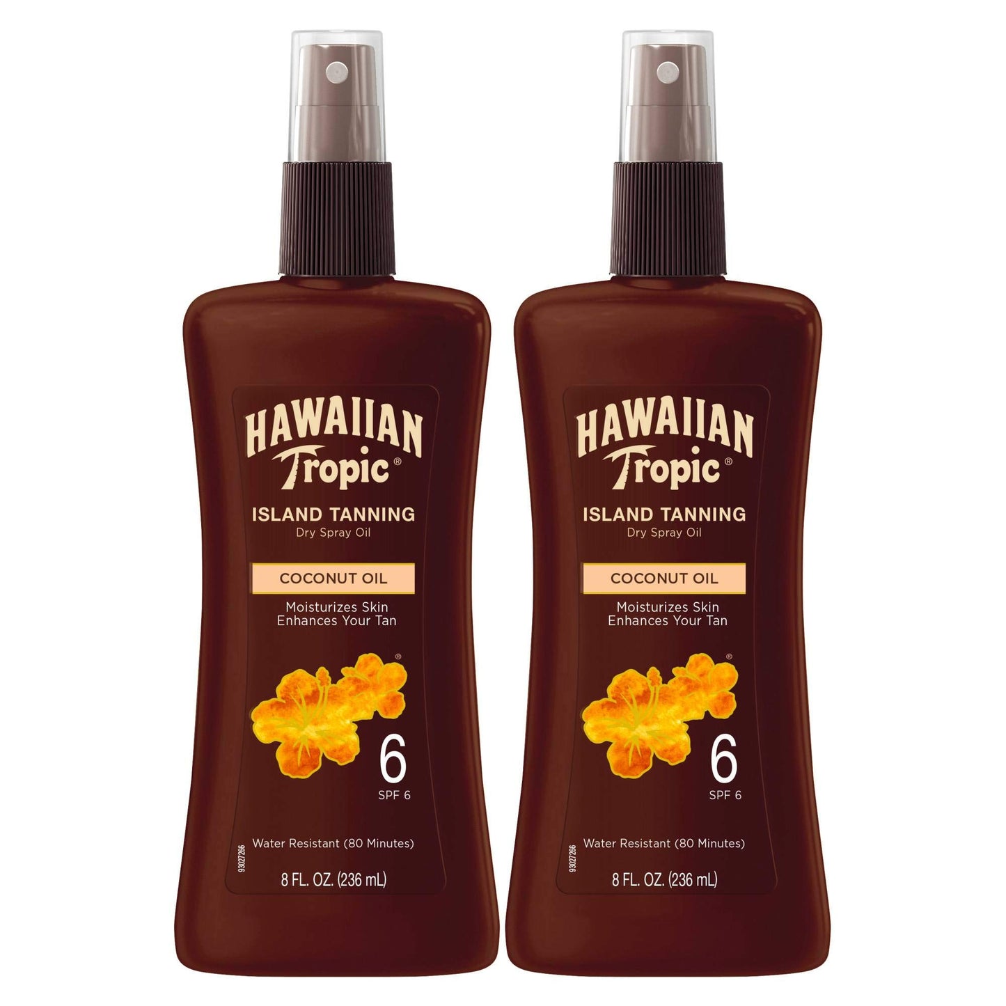 Hawaiian Tropic Island Tanning Oil Spray Sunscreen SPF 6, 8oz | Tanning Sunscreen, Tanning Oil with SPF, Moisturizing Body Oil, Hawaiian Tropic Oil, Outdoor Tanning Oil, 8oz each Twin Pack