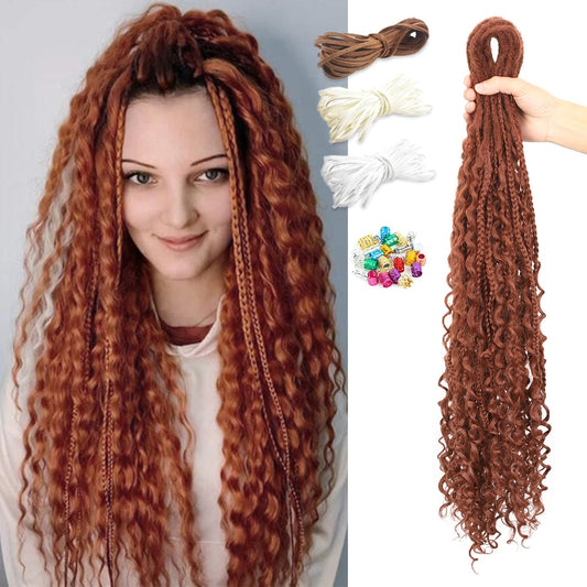 WIGNEE 24 Inches 20 Strands Double Ended Dreadlock Extensions Dreads Extensions Boho Curly Braid in Dreadlock Extensions Synthetic Dreadlock Extensions for White Women (24 Inch, 350)