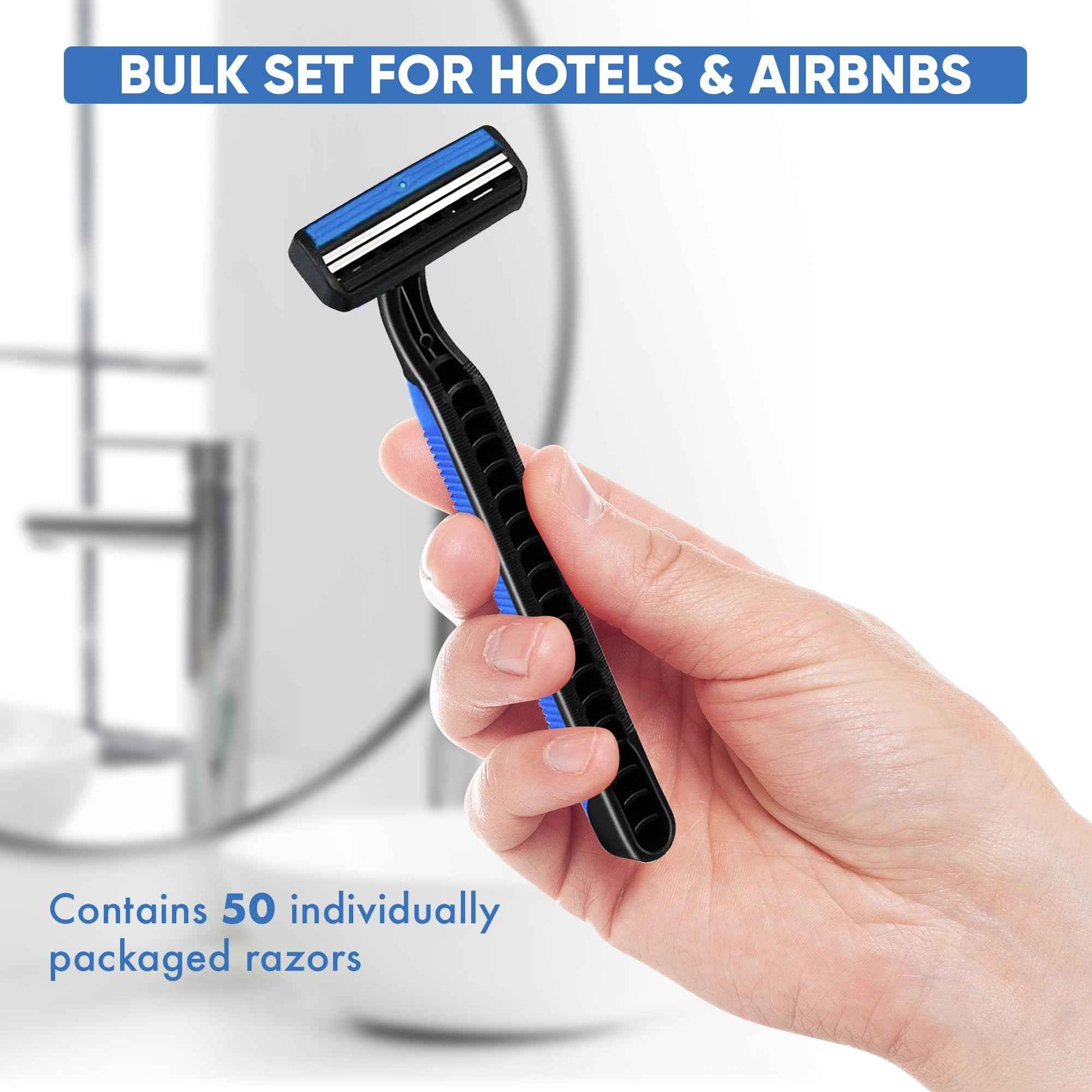 Double Blade Shaving Razor | Individually Wrapped | Disposable for Hotels & Hospitality | Case of 50