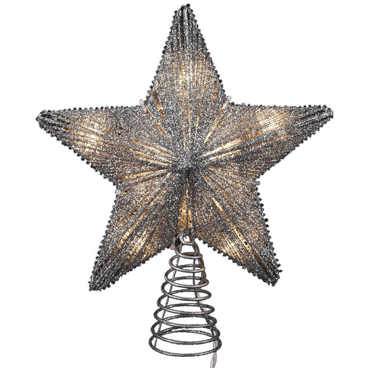 Kurt Adler 10-Inch Silver Star Treetop with 20 Mini UL Lights