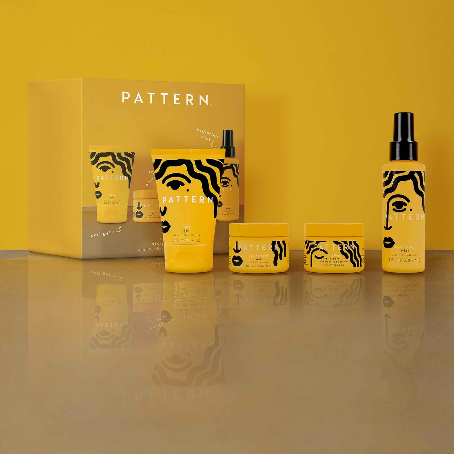 PATTERN Beauty Mini Stylers Kit 3 fl oz. - for Curly, Coily & Tight Textured Hair - Includes Hydrating Mist, Curl Gel, Styling Cream & Strong Hold Gel