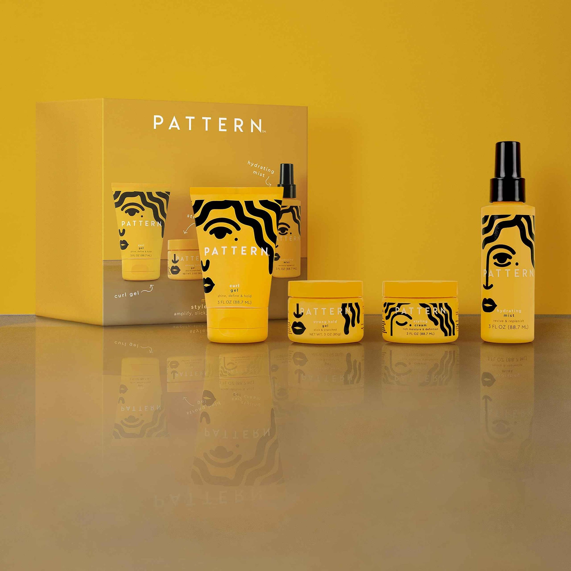 PATTERN Beauty Mini Stylers Kit 3 fl oz. - for Curly, Coily & Tight Textured Hair - Includes Hydrating Mist, Curl Gel, Styling Cream & Strong Hold Gel