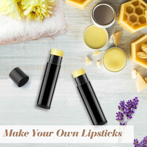 100 Pcs 5g Plastic Lipstick Tube Empty Black Lip Balm Tubes Containers Lip Gloss Storage Container Holder with Caps for DIY Lip Balm Cosmetic