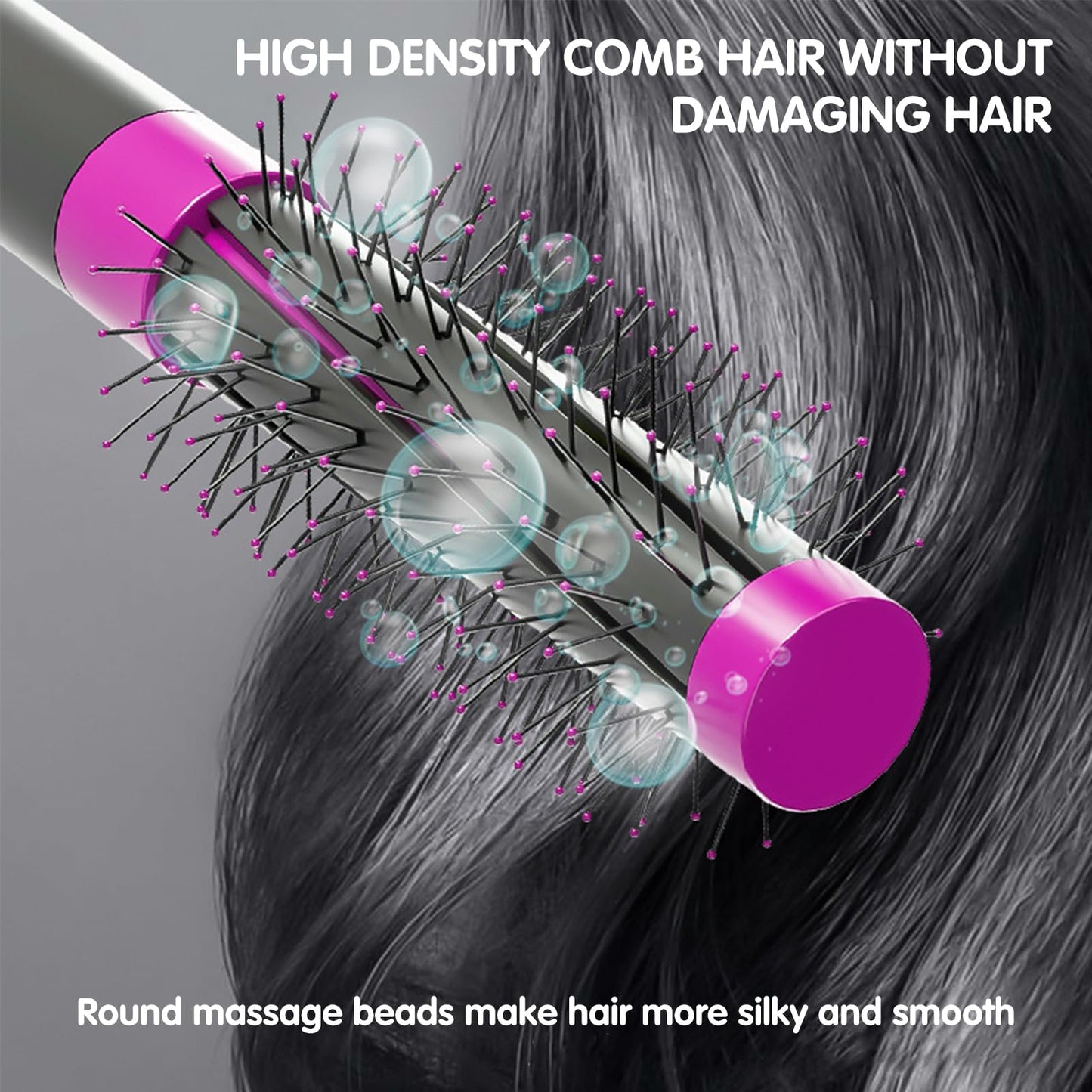 VAVOLO Round Hair Brush–Multipurpose Styling Curling Iron Brush, Helical Blade Styling Brush, Hair Crimper for Women, Suitable for Long Hair, Short Hair, Wet or Dry Hair