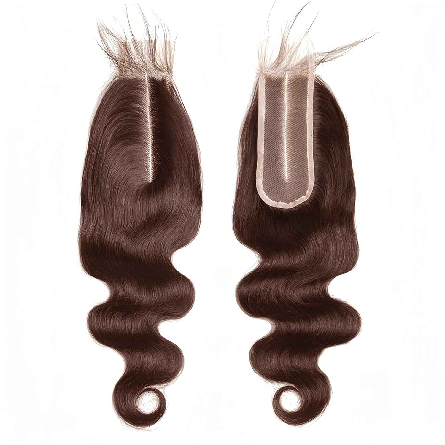 2x6 Transparent Lace Closure Chocolate Brown 4# Closure 100% Human Hair Body Wave Natural Hairline With Baby Hair Deep Part Pre-Plucked 16 Inch