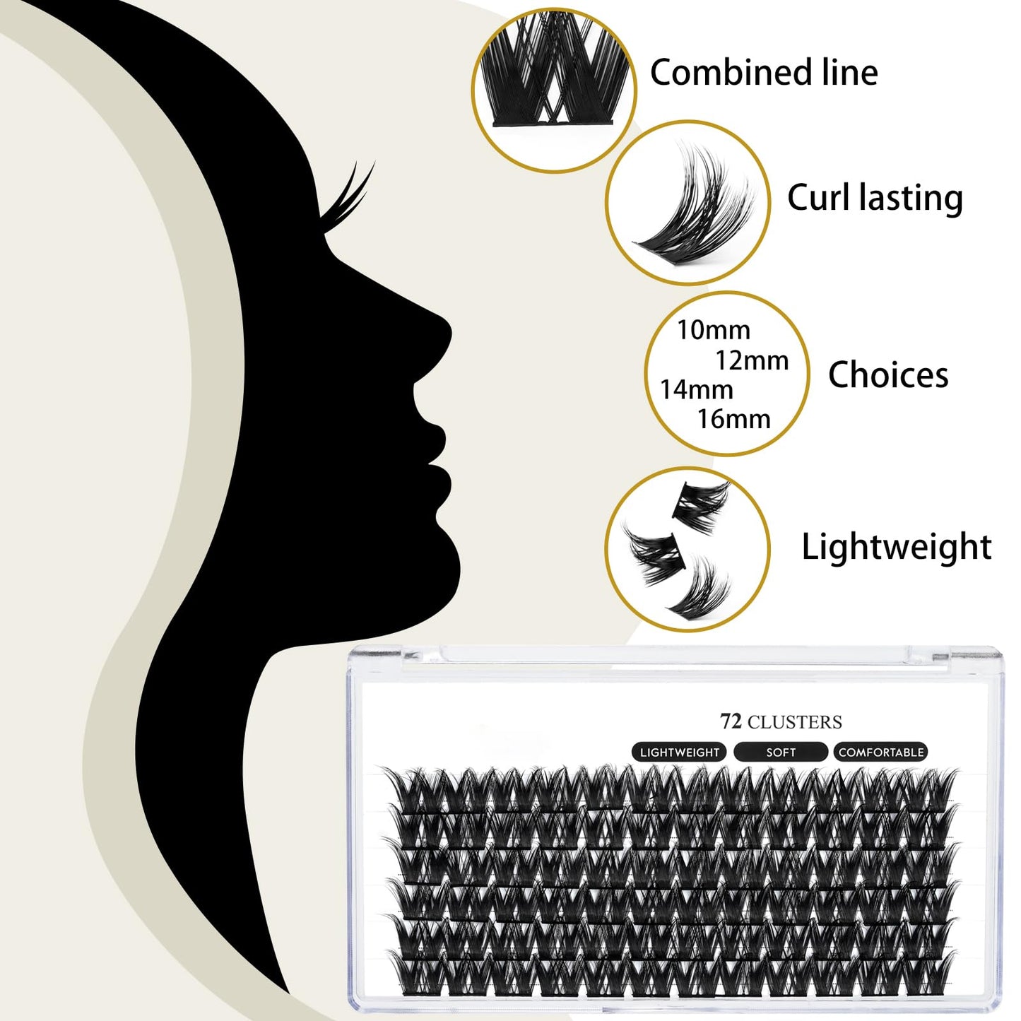 Lash Clusters B17 Mixed Tray Manga Lashes 72PCS Spiky Individual Lashes Clusters Lashes DIY Eyelash Extensions Anime Lashes Soft Wispy Eyelash Clusters Extensions Cluster DIY at Home(B17,D-10-16)