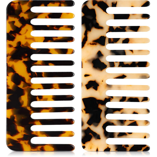 Large Detangling Comb for Curly, Wet or Dry Hair - Wide Tooth No Handle Styling Comb (Tortoiseshell, Light Tortoiseshell)