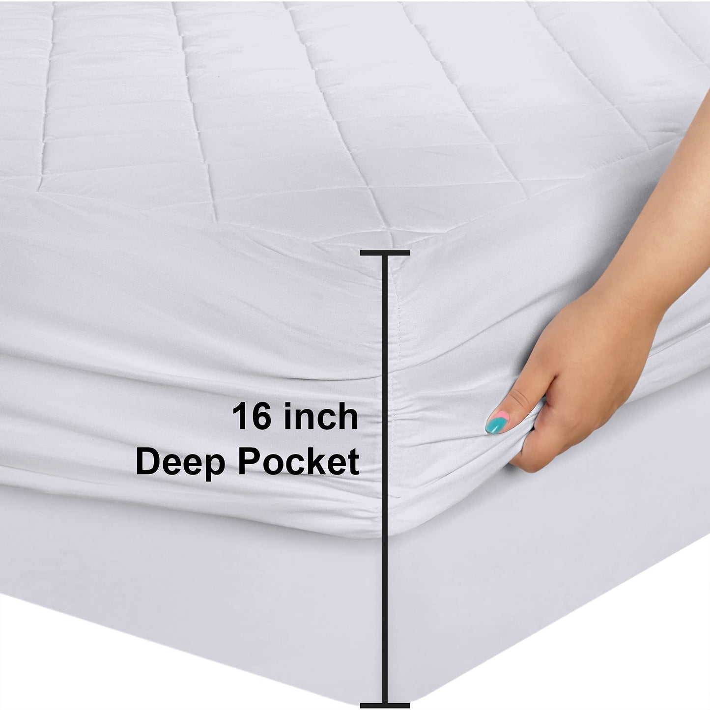 Utopia Bedding Quilted Fitted Twin XL Mattress Pad - Elastic Fitted Mattress Protector, Mattress Cover Stretches up to 16 Inches Deep, Machine Washable Mattress Topper