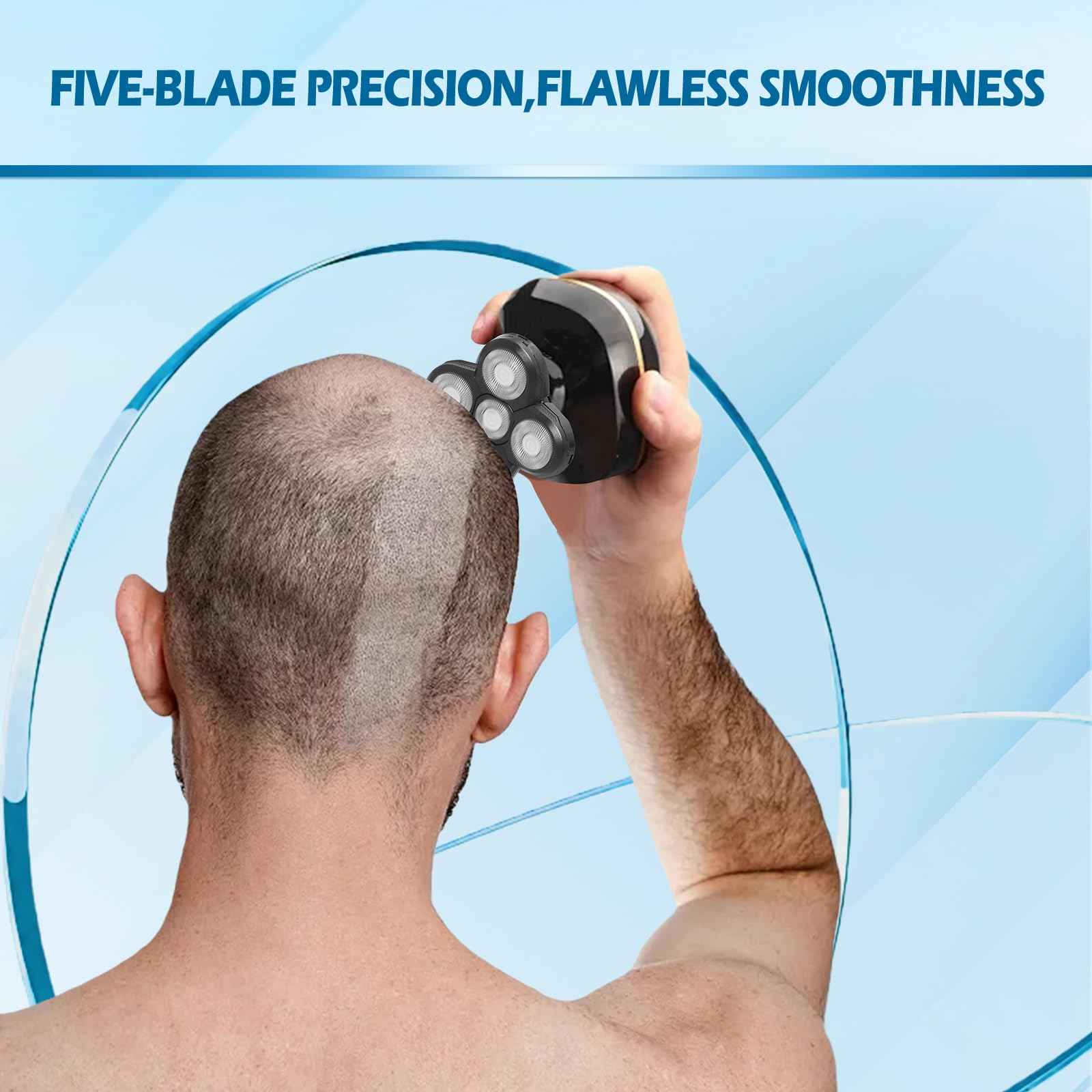 5 Pack Replacement Blades for Freebird Head Shaver | 5-Blade Electric Razor Refills for Bald Men Freedom Grooming + 1 Cleaning Brush
