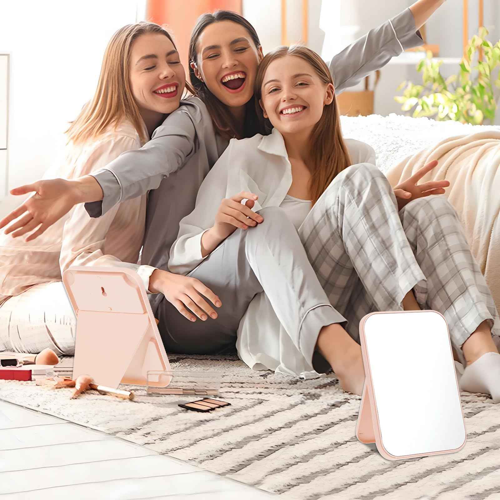 Rainmae 12 Pcs Spa Party Mirrors Spa Party Supplies for Girls, Pink Sleepover Accessory Favors Makeup Mirror for Sleepover Slumber Birthday Favors Gift