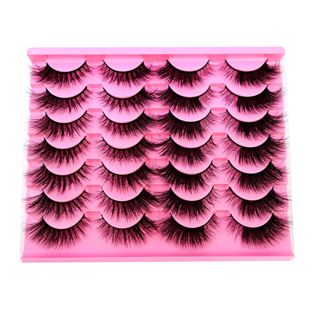 AMSDCN 14/16 Pairs Fluffy mix Lashes 10-25mm 3D Mink Lashes Long Thick Natural False Eyelashes Wholesale Lashes (H02#)