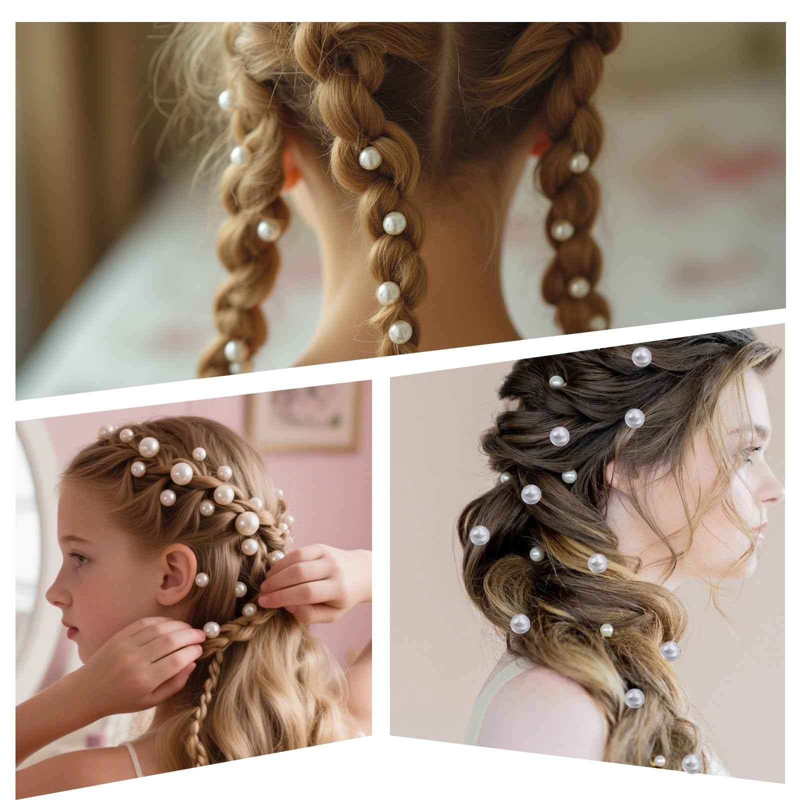 Pearl Stickers for Hair Decoration, Self-Adhesive Gems, 3-6mm White Jewels, Face Body Nail Art Craft (1320)