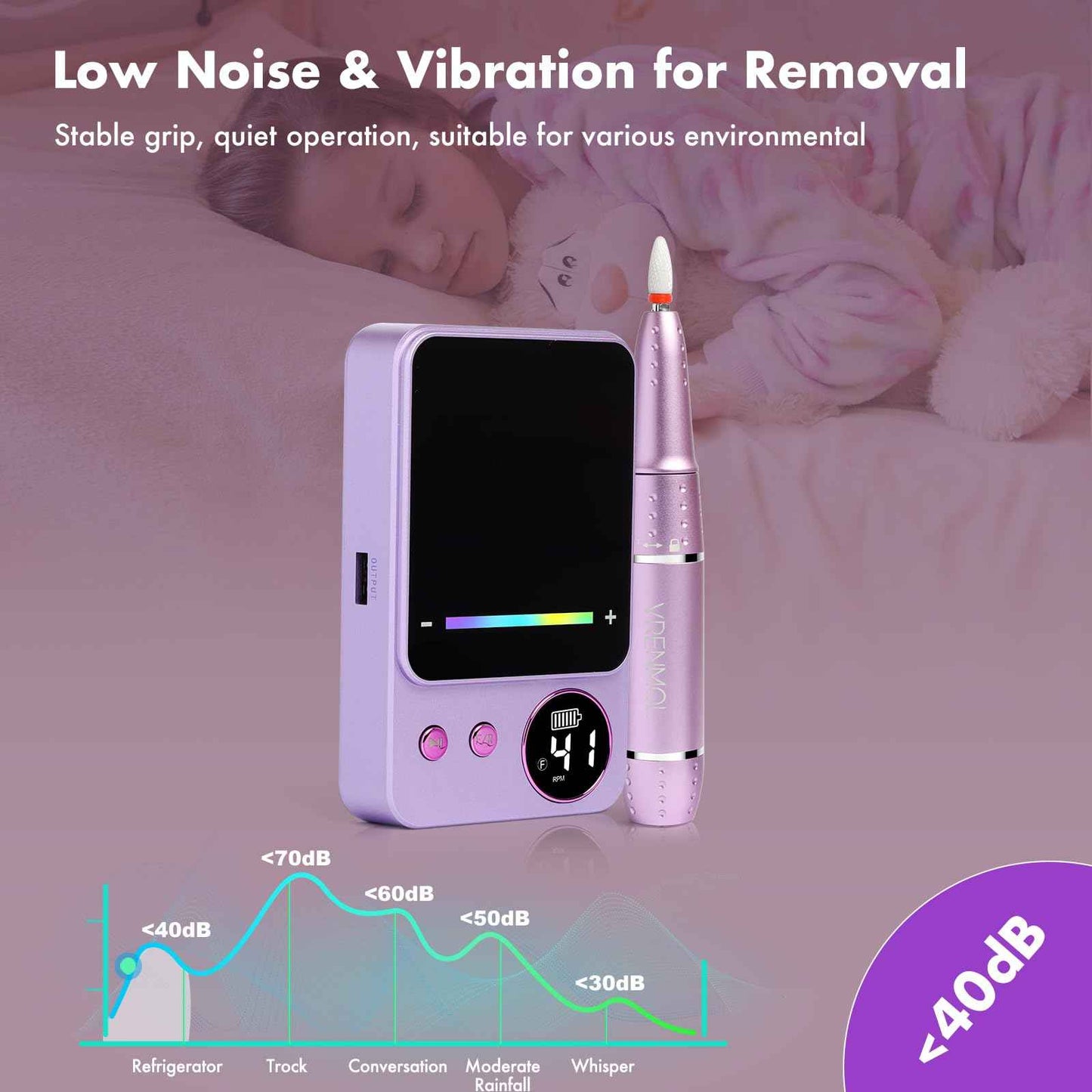 Vrenmol Nail Drill Professional: 45000 RPM Electric Nail File Smart Touchscreen Rechargeable Nail Dr Ill Kit Portable Nail Drill with 12 Drill Bits for Acrylic Nail Gel Polishing Removing Efile Salon