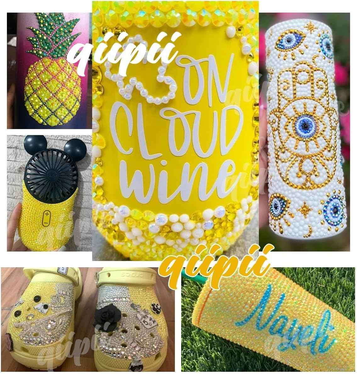 qiipii 3mm 4mm 5mm Mix Transparent Resin Rhinestones for Crafting Clear Flatback Jelly Gems Stones Bulk SS10 SS16 SS20 No-Hotfix Diamonds for Nails Face Eyes Makeup Tumblers Bottles DIY Crafts Clothes