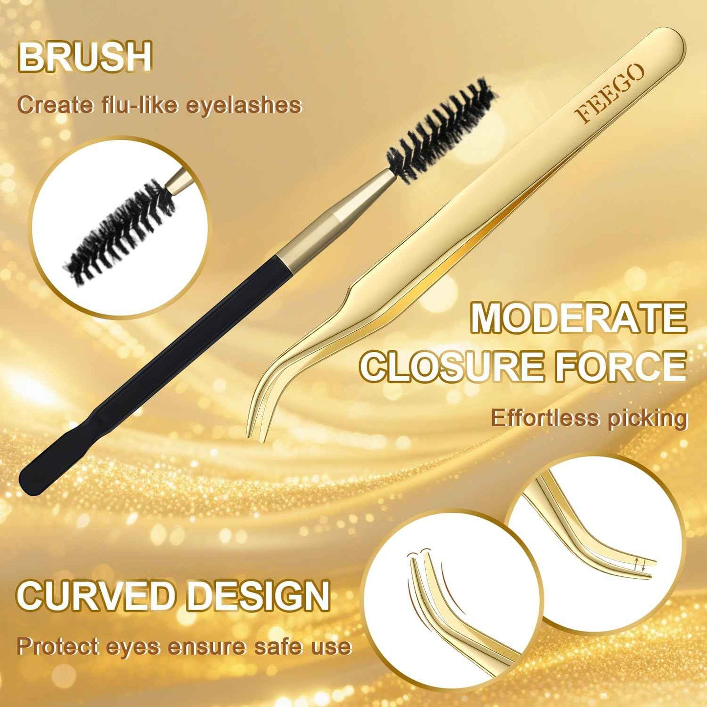 FEEGO Volume Lash Clusters Kit Eyelash Extensions Kit Lash Clusters DIY Lash 280pcs Individual Lashes Clusters 60D+80D D Curl Lashes, Double-headed mascara brush, Remover (6080D Charming Kit)