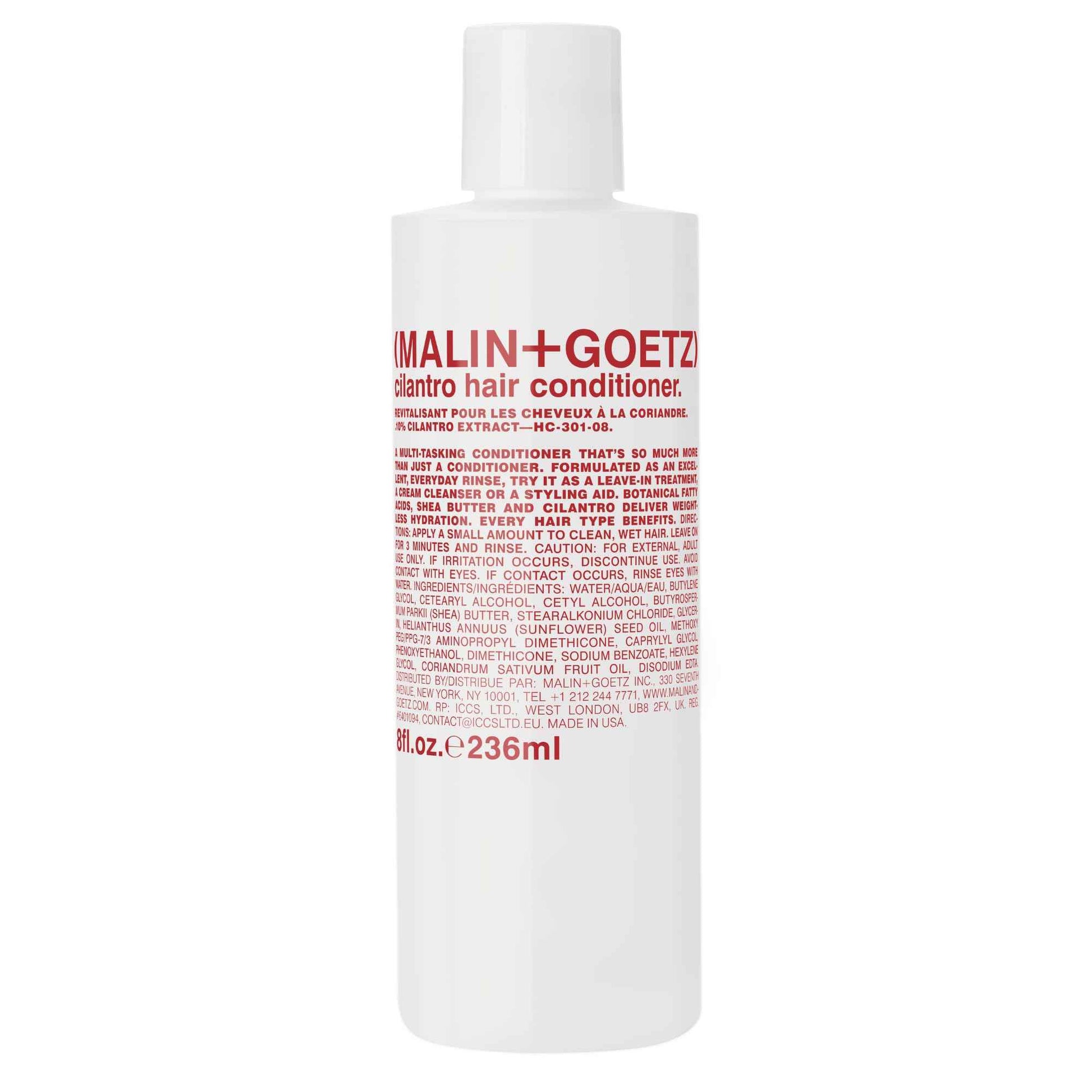 MALIN+GOETZ cilantro conditioner ‚Äîresidue-free, lightweight scalp treatment. conditions, detangles, balances pH, intensely hydrates. tames frizz for all hair types. vegan & cruelty-free, 8 Fl oz
