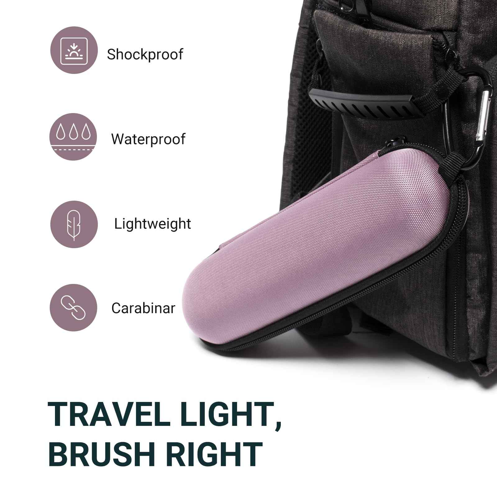 Nincha Compact Electric Toothbrush Travel Case, EVA Protective Storage Bag for Philips Sonicare/Oral-B, Waterproof Portable Carrying Case with Mesh Pocket & Elastic Bands (Smoky Pink)