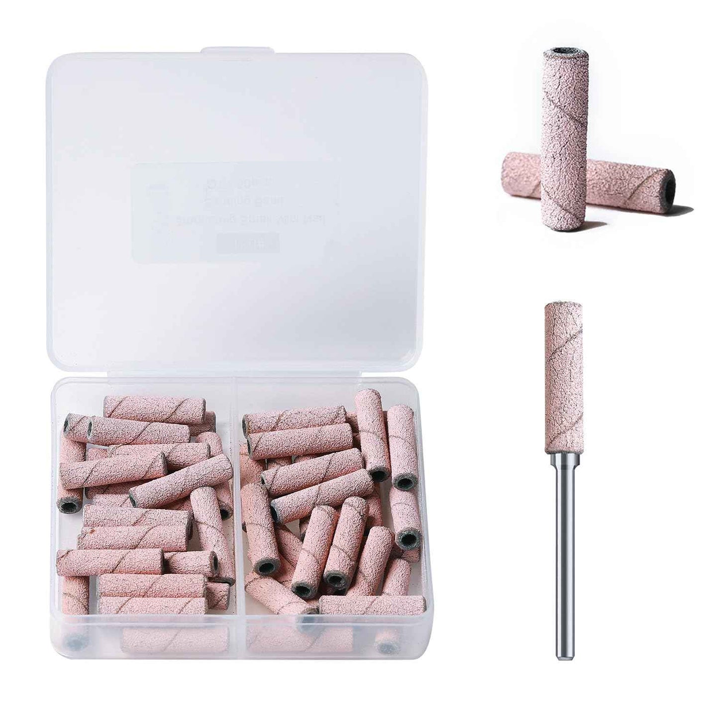 50pcs Nail Drill Bits 3mm Super Long Small Sanding Bands with Upgrade 3.1mm Mandrel Bits,Mini Cuticle Sanding Files for Acrylic Nails Manicure and Pedicure Salon Use (Pink)