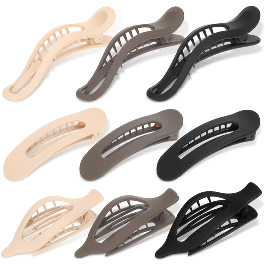 9 Pcs Alligator Hair Clips Oval French Barrette Flat Claw Clips duckbill Sectioning Hair Accessories for Women Jumbo Jaw Hair Clips for Styling Hair Clamps Barrettes for Girls Gifts (Pure Pattern)