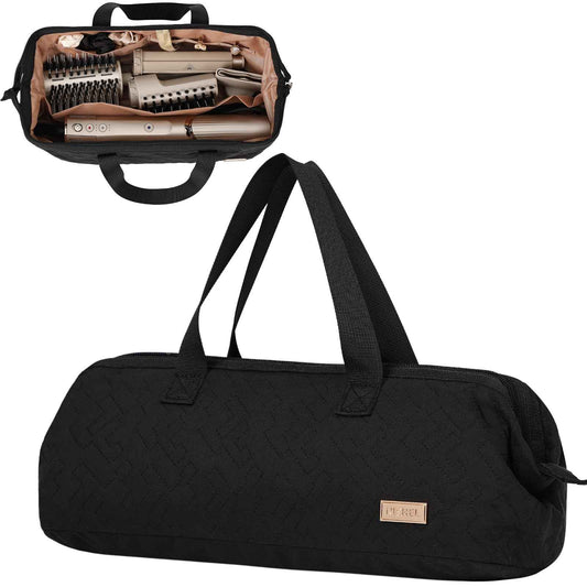 NISHEL Hair Tools Travel Carrying Bag, Portable Hair Air Wrap Dryer Case, Hair Dryer/Curling Iron/Airstraight Attachment Organizer, Black