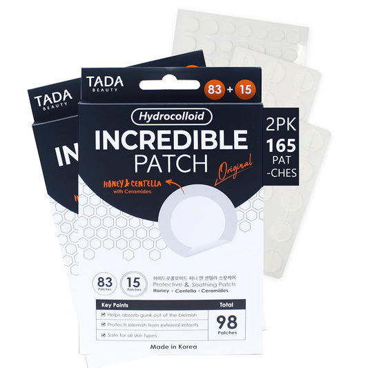 TADA BEAUTY Incredible Blemish Patch - Hydrocolloid Pimple Patches Acne Patches for Face, Spot Treatment (2PK(196counts) Original)