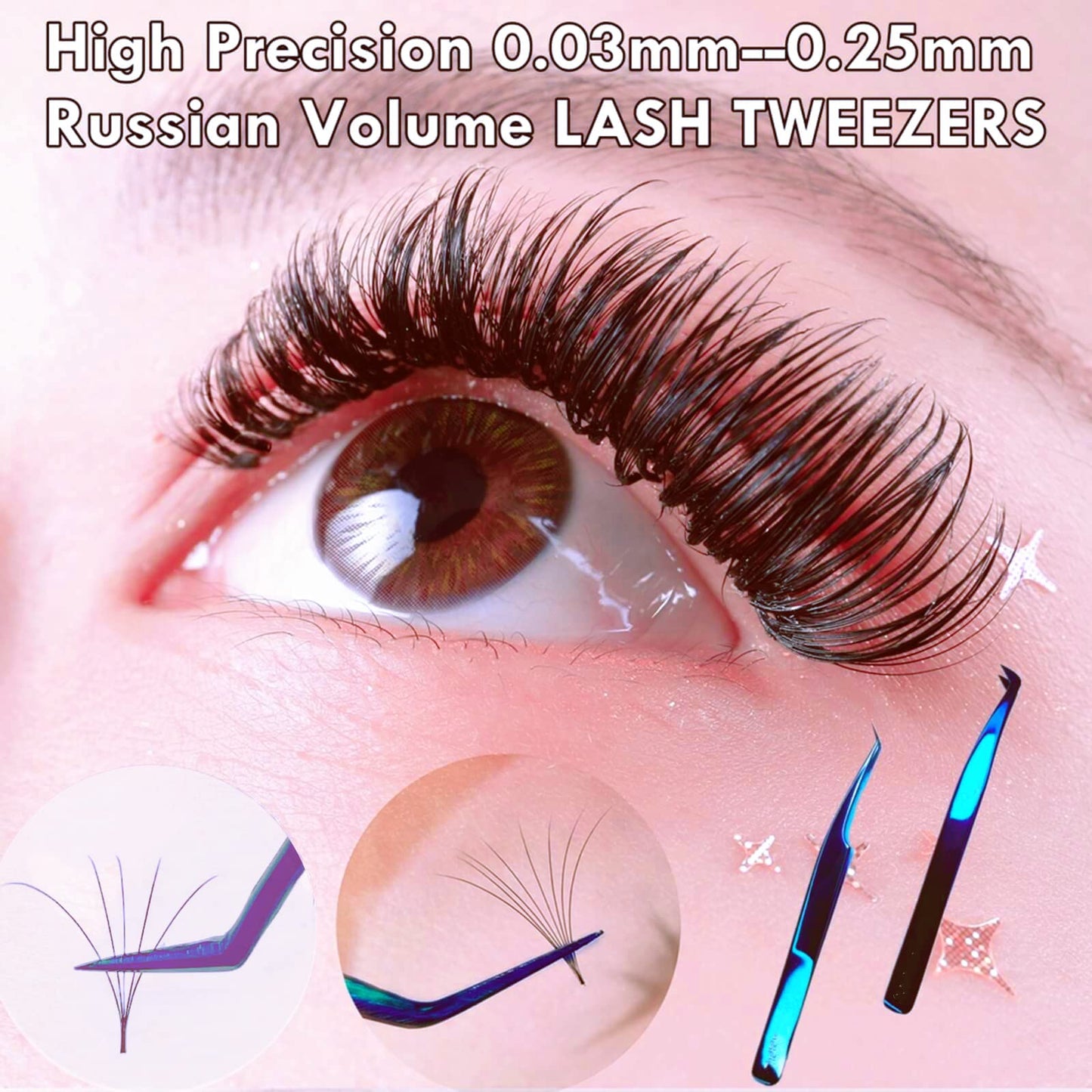 Volume Tweezers Eyelash Extensions Neat Volume Lash Tweezers 2 Pcs L & C Shape High Precesion Eyelash Tweezer For 0.03~0.25mm Lashes Mega Volume & Hybrid & Classic Lash