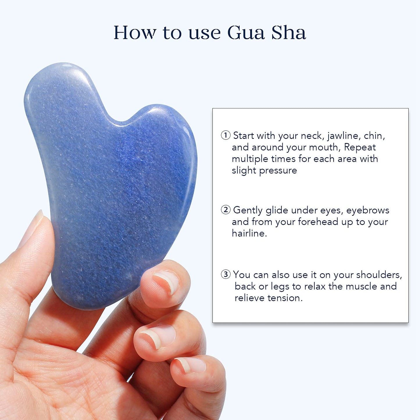 BAIMEI Jade Roller & Gua Sha, Face Roller, Facial Beauty Roller Skin Care Tools, Self Care Gift for Men Women, Massager for Face, Eyes, Neck, Relieve Fine Lines and Wrinkles - Blue