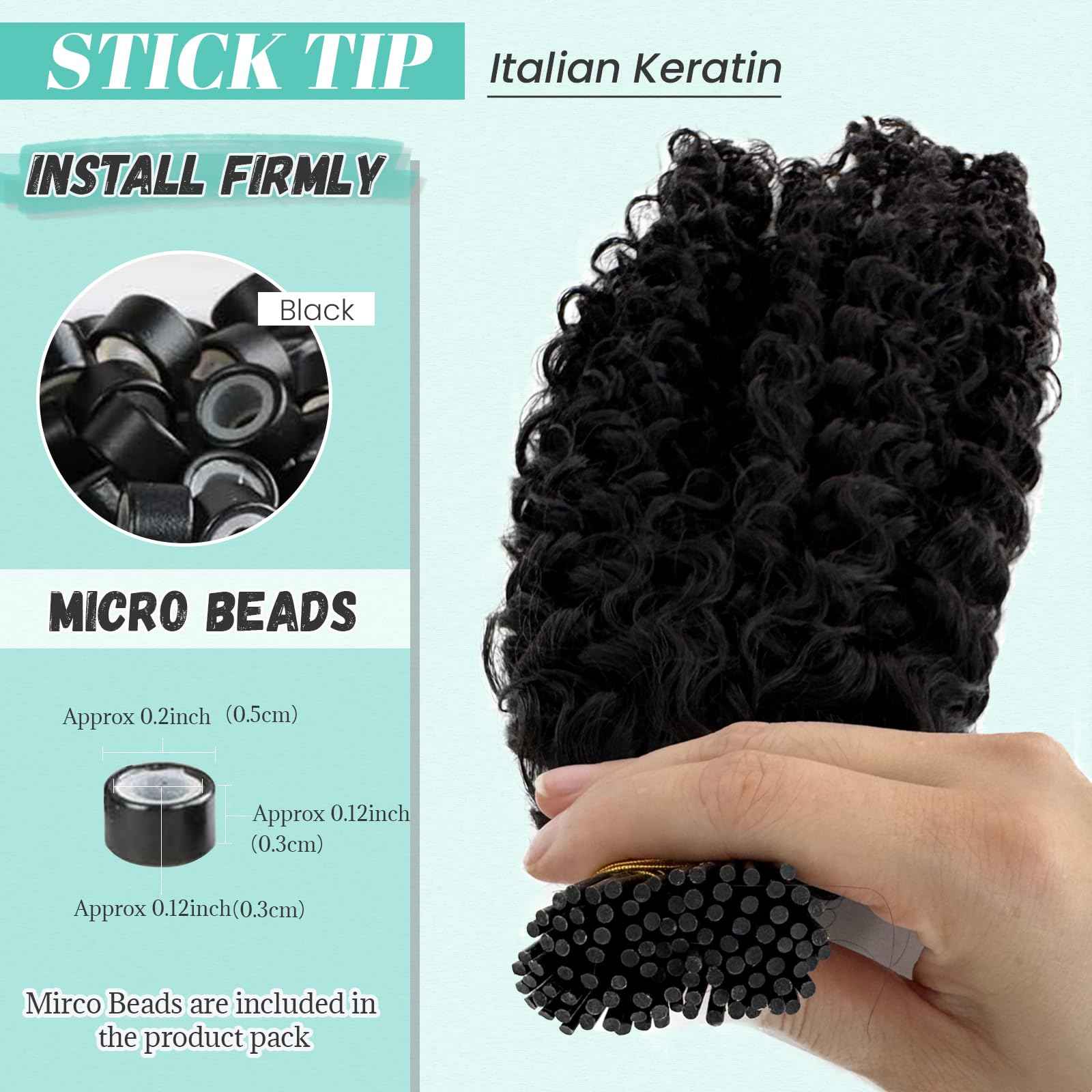 I Tip Hair Extensions Human Hair, Water Wave Curly itip Black Hair Extensions Real Human Hair18 Inch Pre Bonded Cold Fusion Curly I tip Hair Extension for Black Women100 Strand 50Gram