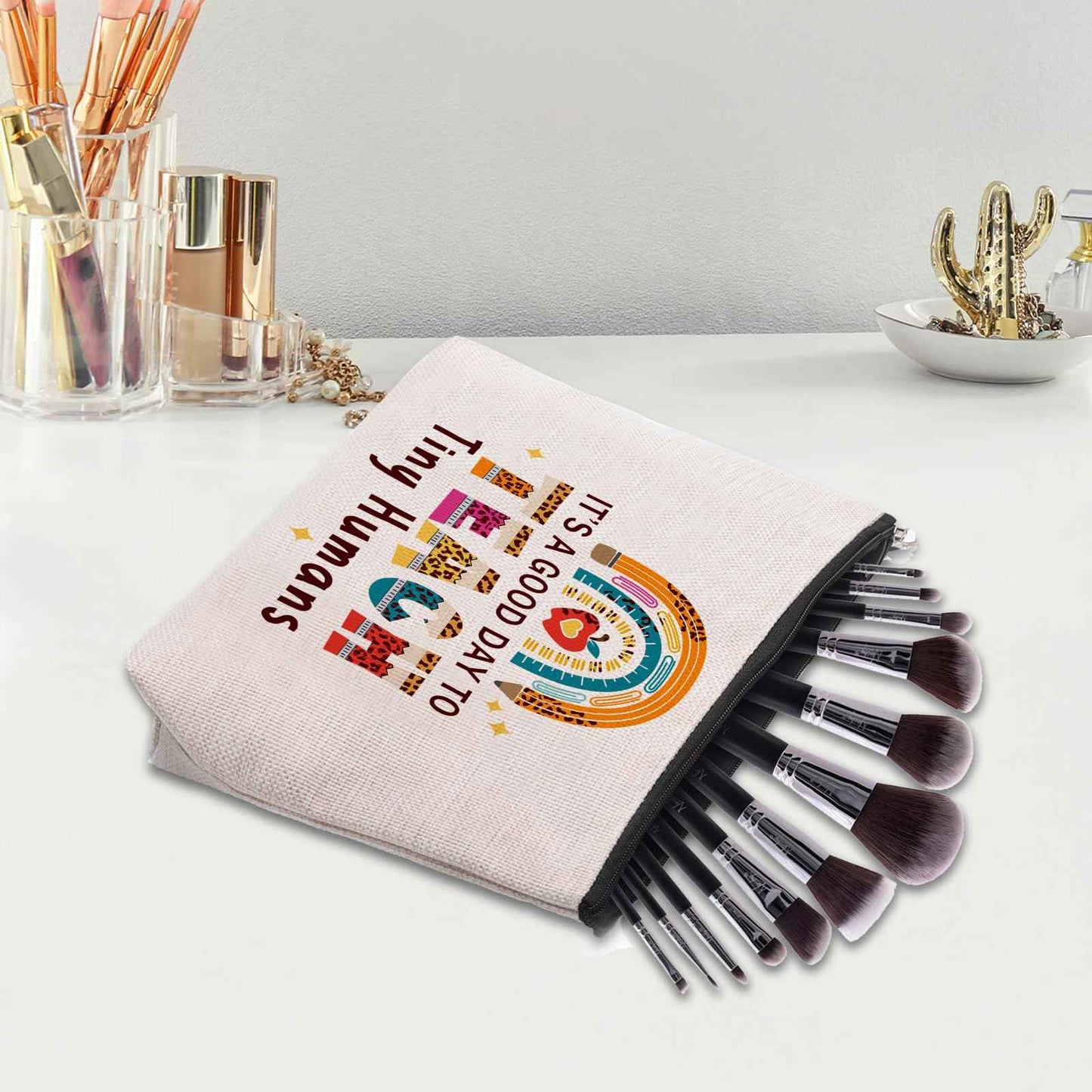 CEASQVAA Teacher Appreciation Gifts, Teachers Gifts for Women, Cool Birthday Gift for Teachers, Teacher Must Haves, Daycare Preschool Makeup Cosmetic Bag Pouch Stuff