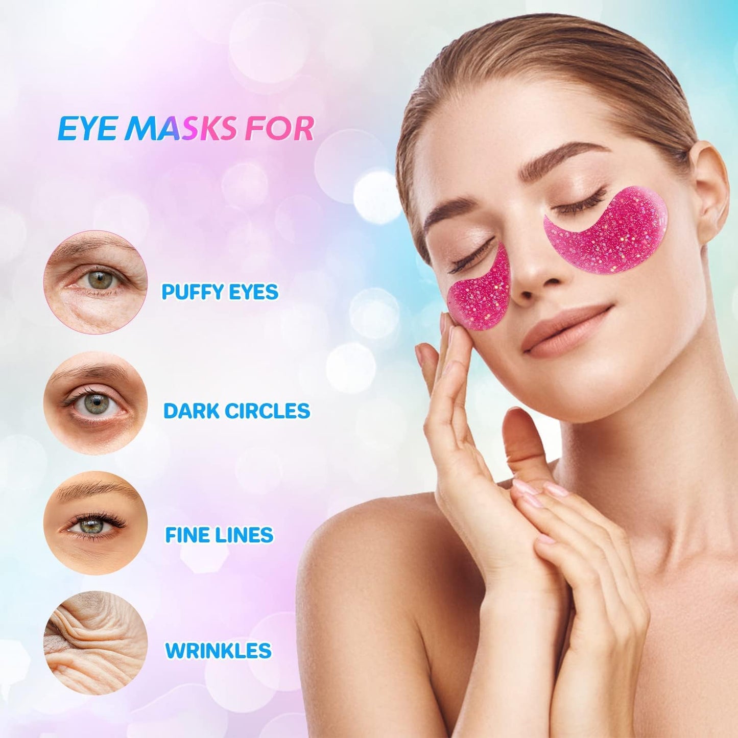 Under Eye Patches - 30 Pairs Collagen Under Eye Masks, Under Eye Patches For Dark Circles and Puffiness, Eye Patches For Puffy Eyes, Revitalize and Moisturize, Under Eye Treatment For Women