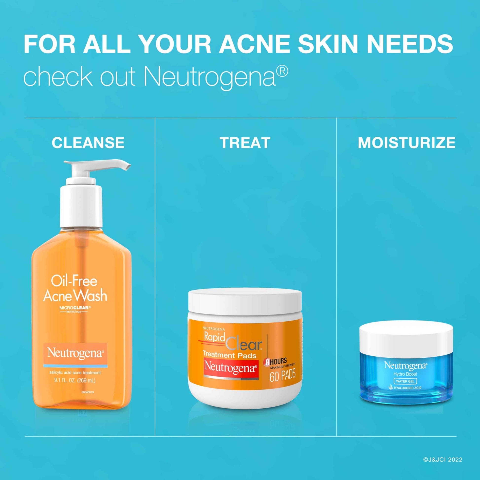 Neutrogena Rapid Clear Maximum Strength Acne Face Pads with 2% Salicylic Acid Acne Medication to Help Fight Breakouts, Oil-Free Facial Cleansing Pads for Acne-Prone Skin, 3 Pack