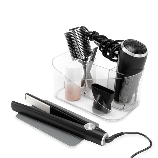 Umbra Glam Hair Tool Organizer, Clear/Charcoal