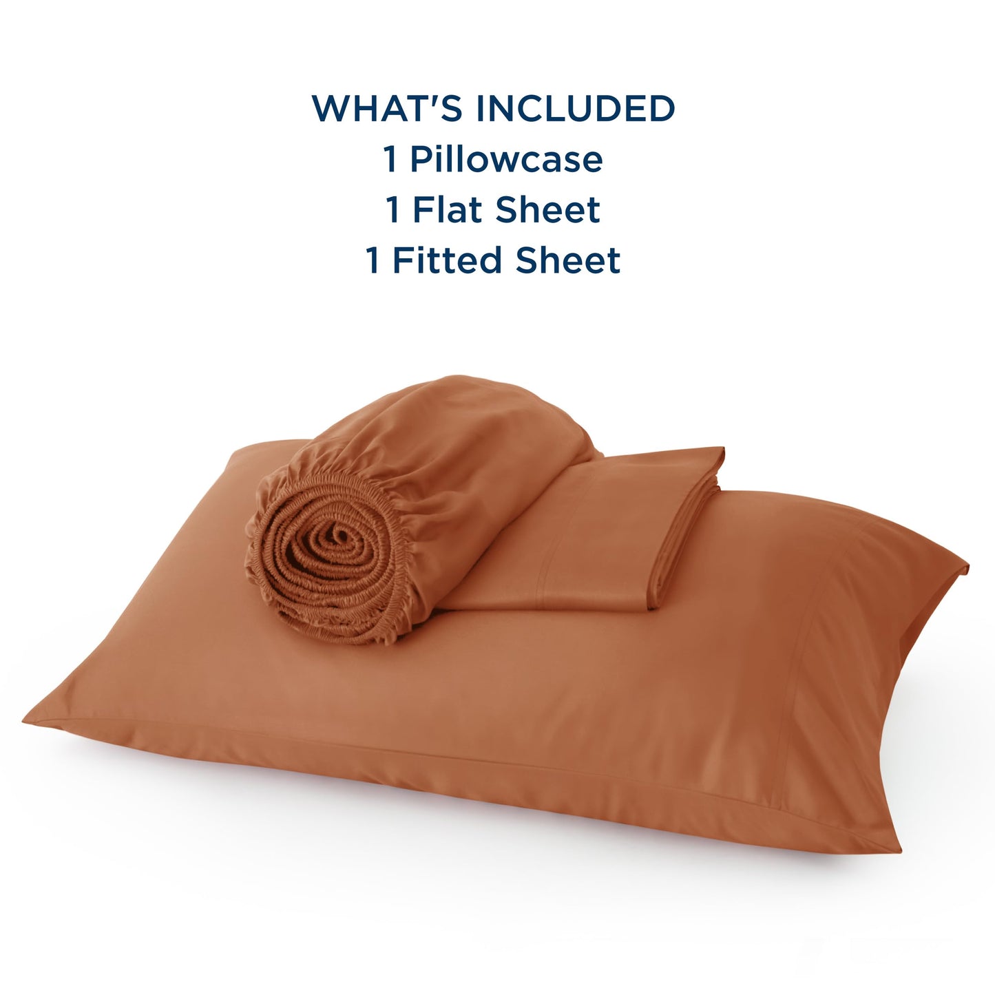 Bedsure Twin Sheets Set, Cooling Sheets Twin Size Bed Set, Rayon Derived from Bamboo, Twin Size Sheets, Breathable & Soft Bed Sheets, Hotel Luxury Silky Bedding Sheets & Pillowcases, Burnt Orange