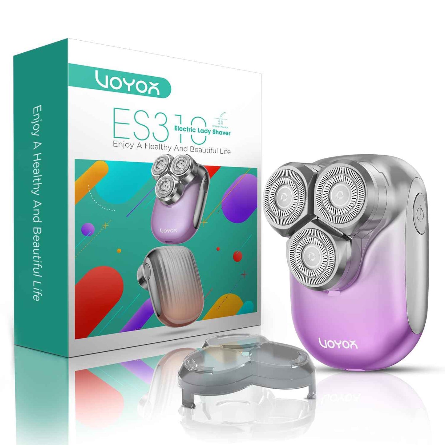 VOYOR Electric Razors for Women 3D Floating Blade Shaver for Women, Electric Shaver for Legs Bikini and Body Facial Hair Remover Women's Shavers Waterproof Women's Grooming ES310 (Purple)