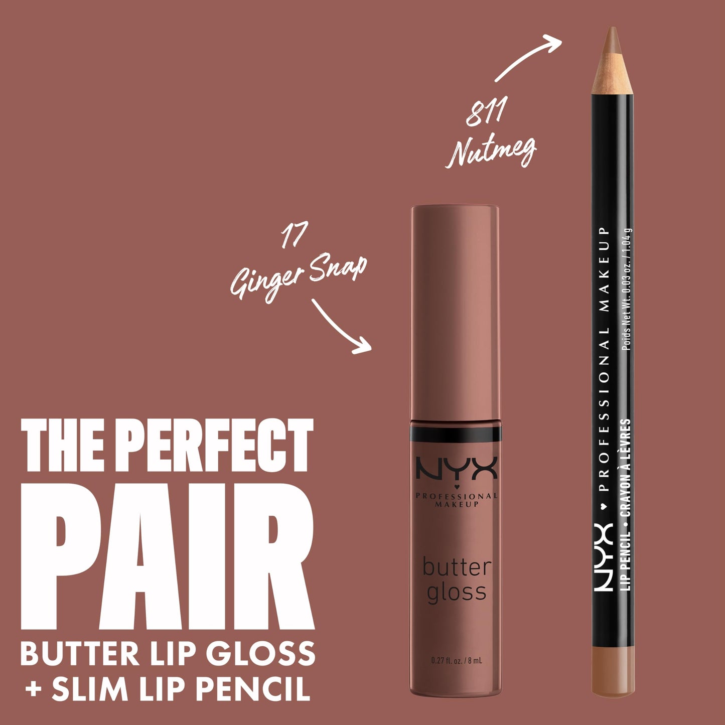 NYX PROFESSIONAL MAKEUP Butter Gloss, Non-Sticky Lip Gloss - Ginger Snap (Chocolate Brown)