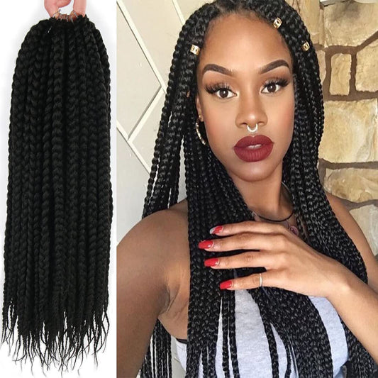 7 Packs Crochet Box Braids Pre Looped Box Braid Goddess Box Braids Crochet Hair Extensions Straight Crochet Hair For Black Women Crotchet Braid Hair Bundle (20 Inch（Pack of 7）, 1B#)