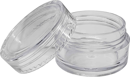 7ML / 7G Clear Plastic Jars With Screw On Lids | Poly Container For Cosmetics, Essential Oils, Creams, Powder & Storage | RVTUS (100 Pack, Without Silicone Liner)