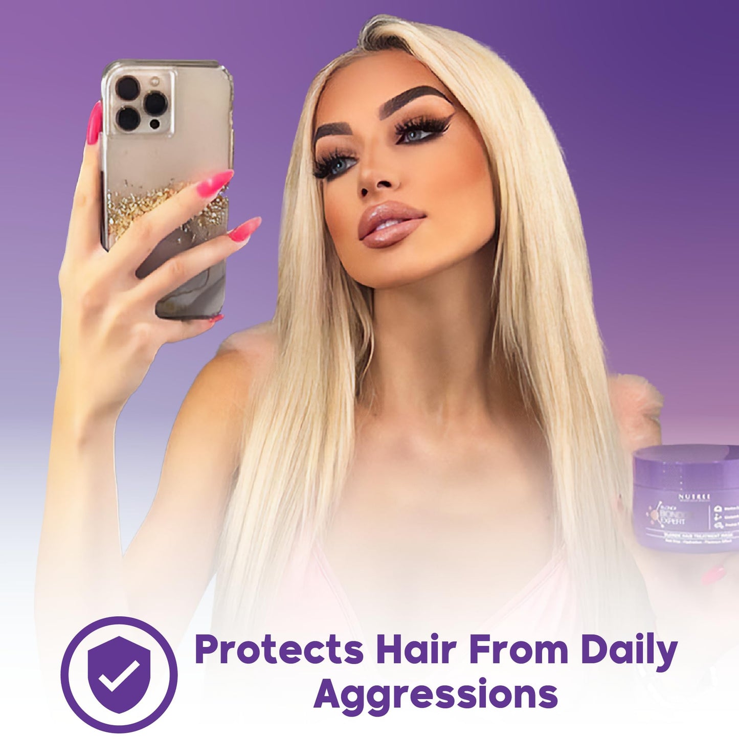 Nutree Professional HAIR MASK FOR DAMAGED HAIR BLONDE BONDOX TREATMENT 2.82 oz Thermal Activated Mask for Dry Frizzy Hair | Formaldehyde Free | Results for up to 1-3 months | Almond Oil Hair Repair