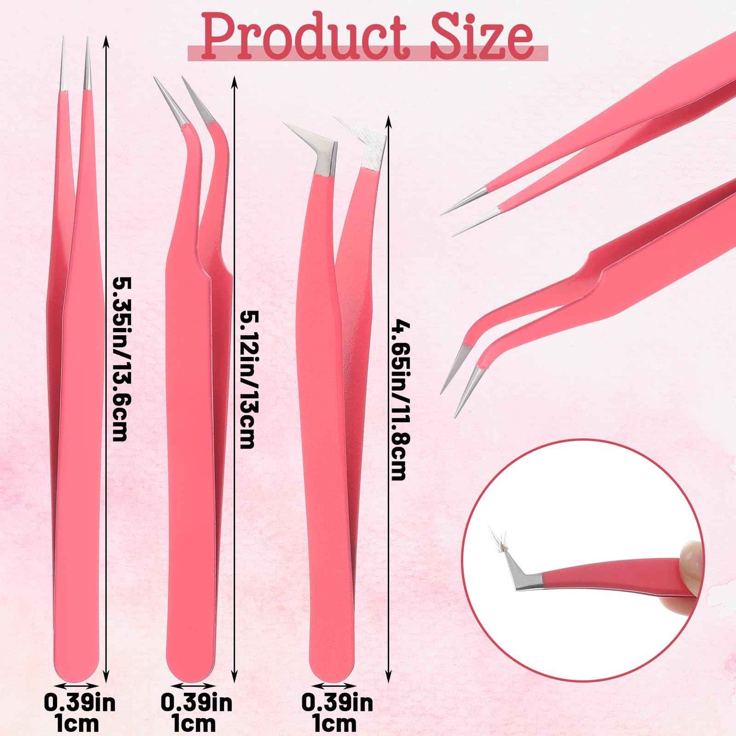 6 Pack Lash Extension Tweezers, Lash Tweezers For Eyelash Extensions, Straight and Curved Eyelash Tweezer, Fiber Tip Lash Tweezer for Professional Eyelash Extension Artists, Girls, Women